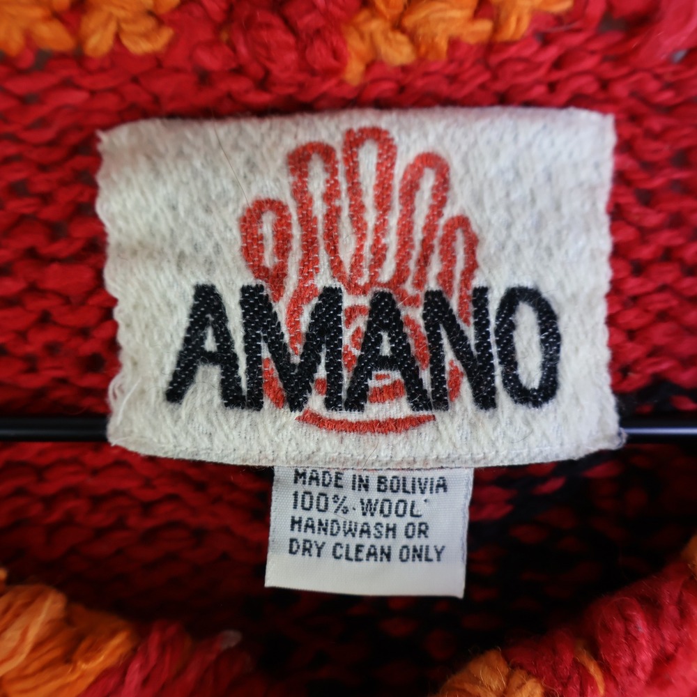 Vintage Amano Hand Knitted Wool Cardigan XL RARE Folk Dancing Boho Art To Wear - Picture 10 of 15